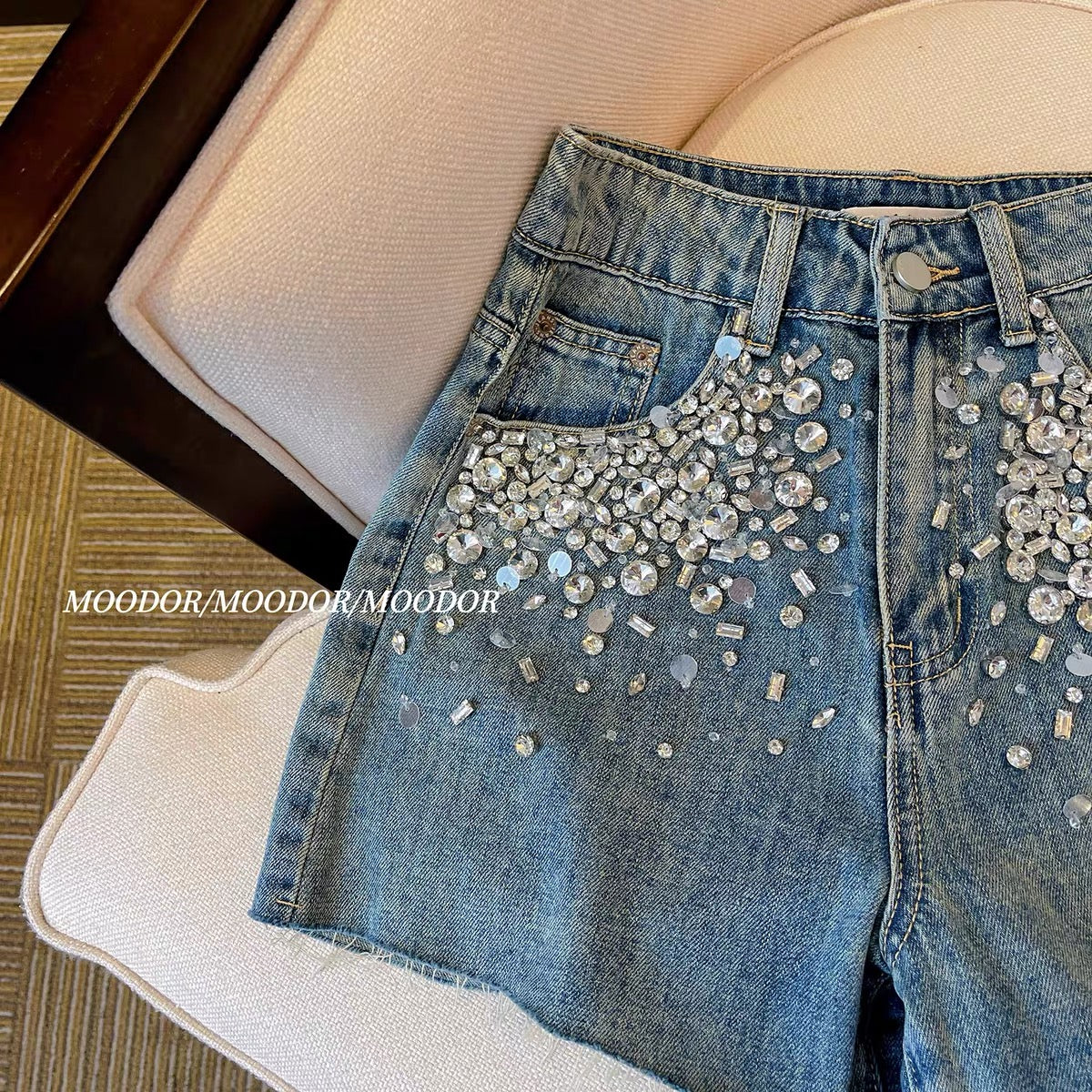 Blue Washed Skin Tight Denim Hot Pant, Western Wear, Shorts & Skirts Free  Delivery India.